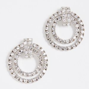 Kenneth Jay Lane Crystal Doorknocker Hoop Earrings
